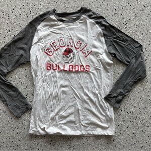 Pro Edge Georgia Bulldogs Long-Sleeve Raglan Tee Logo Shirt White Red & Gray